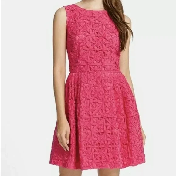 Cynthia Steffe | Dresses | Cynthia Steffe Women Ribbon Lace Cotton Fit  Flare Pink Dress Size 4 | Poshmark